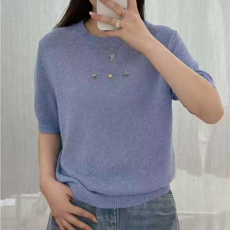 女装针织短袖上衣天蓝色18583